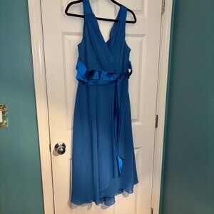 Evan Picone Bright Blue Chiffon Sleeveless Cocktail Dress 16W